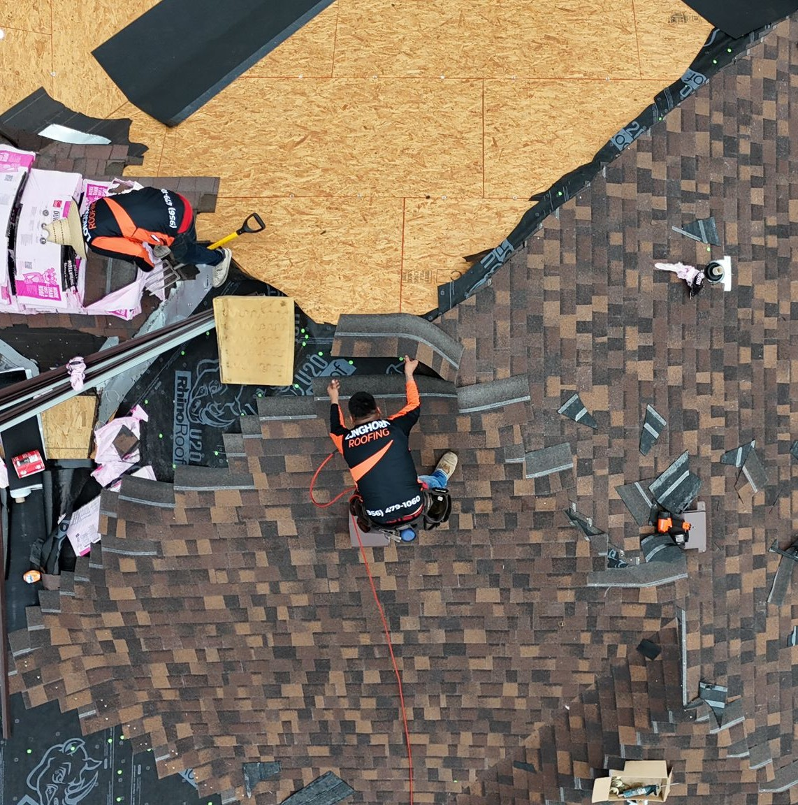 Longhorn Roofing team at work